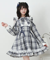 【予約　02/16発送】ハートレースウエストレースアップフリルワンピース