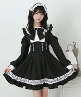 【予約　02/16発送】ハートレースウエストレースアップフリルワンピース