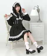 【予約　02/16発送】ハートレースウエストレースアップフリルワンピース