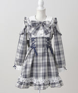 【予約　02/16発送】ハートレースウエストレースアップフリルワンピース