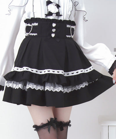 【9/17 11時まで限定価格】ハートバックルビジューフレアスカート