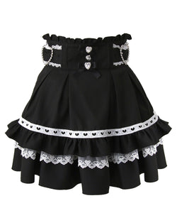 ハートバックルビジューフレアスカート