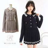 襟付きニットプリーツミニセットアップ【大きいサイズ有り】