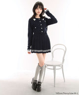 襟付きニットプリーツミニセットアップ【大きいサイズ有り】