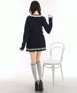 襟付きニットプリーツミニセットアップ【大きいサイズ有り】