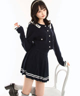 襟付きニットプリーツミニセットアップ【大きいサイズ有り】