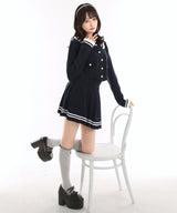 襟付きニットプリーツミニセットアップ【大きいサイズ有り】