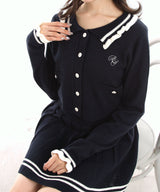 襟付きニットプリーツミニセットアップ【大きいサイズ有り】