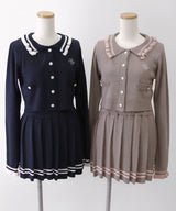 襟付きニットプリーツミニセットアップ【大きいサイズ有り】
