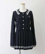 襟付きニットプリーツミニセットアップ【大きいサイズ有り】