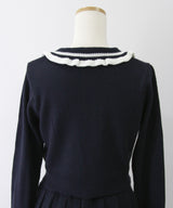 襟付きニットプリーツミニセットアップ【大きいサイズ有り】