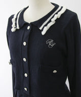 襟付きニットプリーツミニセットアップ【大きいサイズ有り】