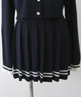 襟付きニットプリーツミニセットアップ【大きいサイズ有り】