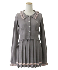 襟付きニットプリーツミニセットアップ