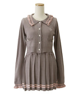 襟付きニットプリーツミニセットアップ【大きいサイズ有り】