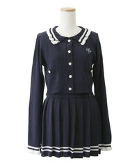 襟付きニットプリーツミニセットアップ