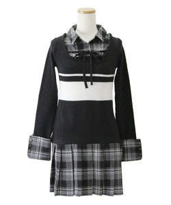 シャツドッキングプリーツニットワンピース