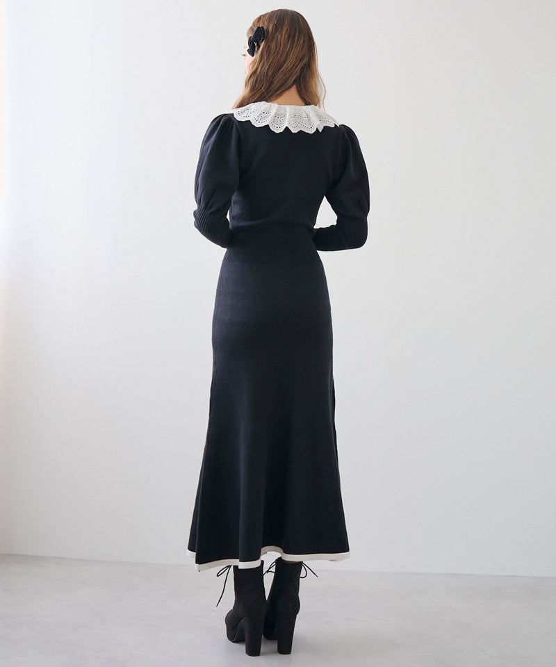 縷縷夢兎 rurumu: 2019ss ニットワンピース ブラック あのちゃん着用 rurumu 縷縷夢兎 mix motif pleats knit PO ブラック