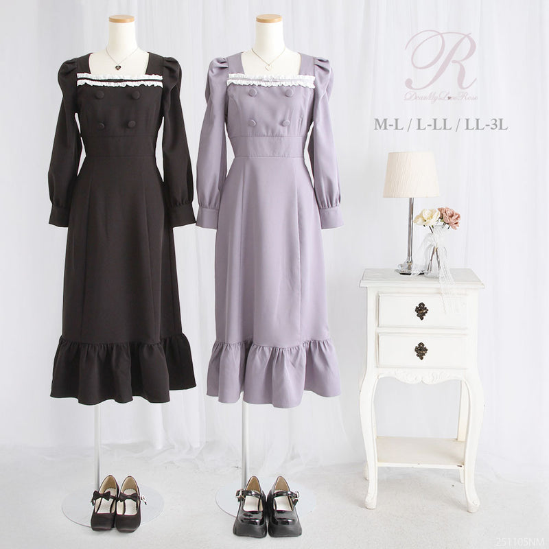 フリルリボンマーメイドワンピース【大きいサイズ有り】