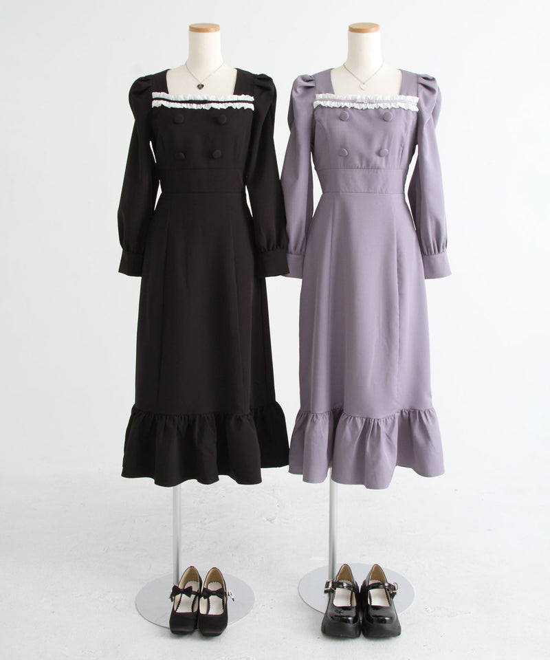 フリルリボンマーメイドワンピース【大きいサイズ有り】