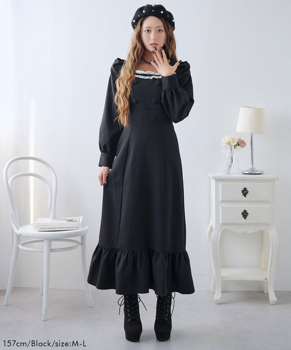 フリルリボンマーメイドワンピース【大きいサイズ有り】