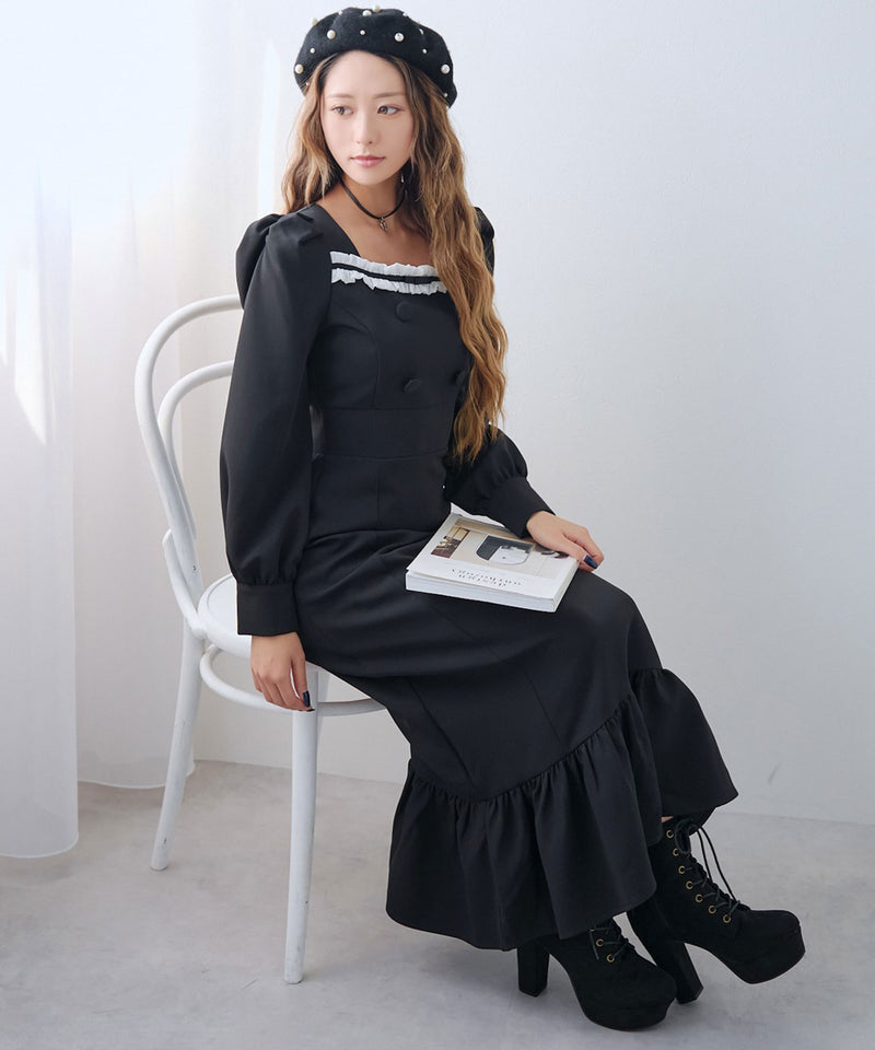 フリルリボンマーメイドワンピース【大きいサイズ有り】 – レディース