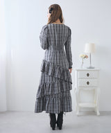 【予約　12/12発送】ビッグリボンアシメフリルティアートワンピース【大きいサイズ有り】