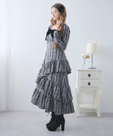 【予約　12/12発送】ビッグリボンアシメフリルティアートワンピース【大きいサイズ有り】