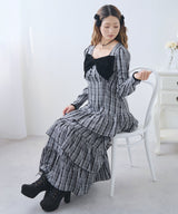 【予約　12/12発送】ビッグリボンアシメフリルティアートワンピース【大きいサイズ有り】