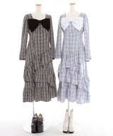 【予約　12/12発送】ビッグリボンアシメフリルティアートワンピース【大きいサイズ有り】