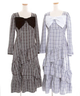 【予約　12/12発送】ビッグリボンアシメフリルティアートワンピース【大きいサイズ有り】