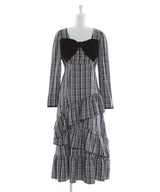 【予約　12/12発送】ビッグリボンアシメフリルティアートワンピース【大きいサイズ有り】