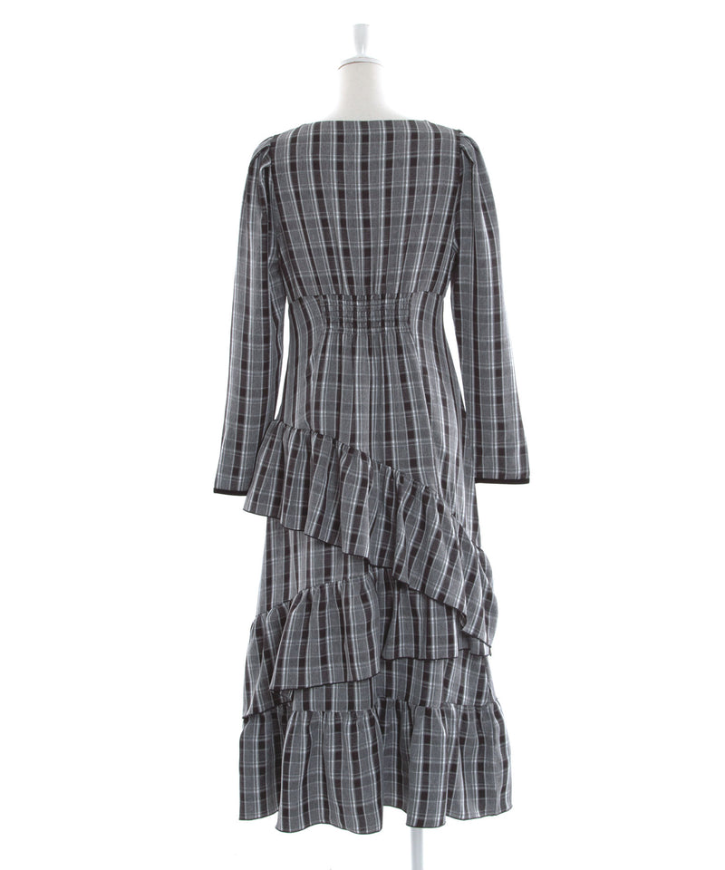 【予約　12/12発送】ビッグリボンアシメフリルティアートワンピース【大きいサイズ有り】