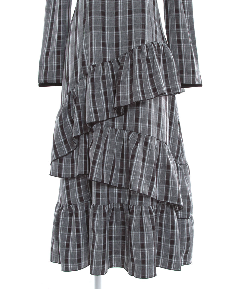 【予約　12/12発送】ビッグリボンアシメフリルティアートワンピース【大きいサイズ有り】