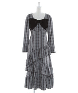 【予約　12/12発送】ビッグリボンアシメフリルティアートワンピース【大きいサイズ有り】