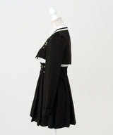 【予約　11/27発送】ジャケット風チェーンネクタイベルトプリーツワンピース