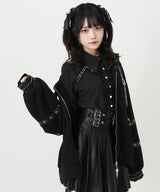 レザースタッズセーラー襟ベルトブルゾン