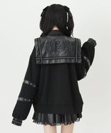 レザースタッズセーラー襟ベルトブルゾン