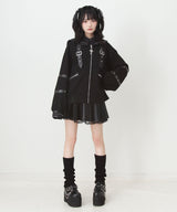 レザースタッズセーラー襟ベルトブルゾン