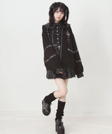 レザースタッズセーラー襟ベルトブルゾン