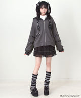 レザースタッズセーラー襟ベルトブルゾン