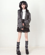 レザースタッズセーラー襟ベルトブルゾン