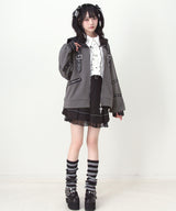 レザースタッズセーラー襟ベルトブルゾン