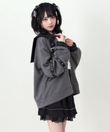 レザースタッズセーラー襟ベルトブルゾン