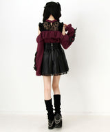 【予約　12/19発送】十字架レザーベルトプリーツスカート