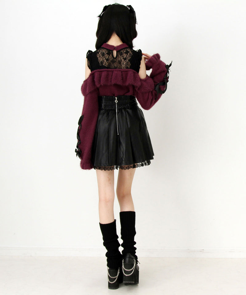 【予約　12/19発送】十字架レザーベルトプリーツスカート