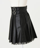 【予約　12/19発送】十字架レザーベルトプリーツスカート