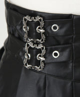 【予約　12/19発送】十字架レザーベルトプリーツスカート