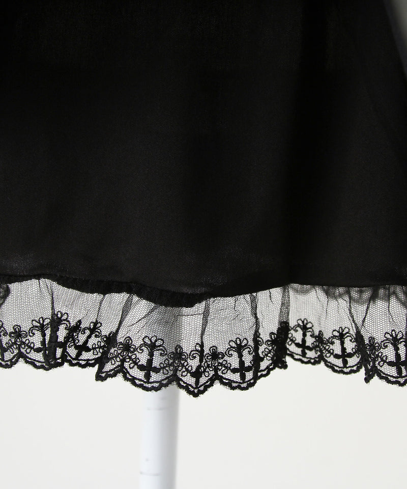 【予約　12/19発送】十字架レザーベルトプリーツスカート