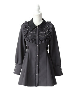 クモレースチェーンスタッズヨークフリルワンピース